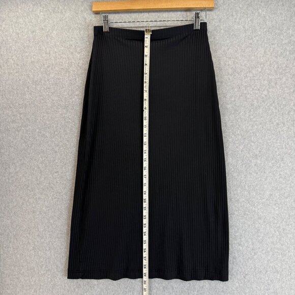 VanTisse Womens Black Ribbed Midi Skirt Pencil Office Stretch Vintage Size Small - Picture 7 of 12